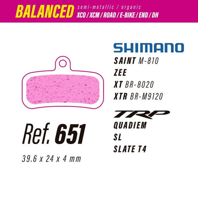 Pastillas LESS BRAKES Balanced 651 | Shimano Saint, Zee, Slate T4, DH-R Evo