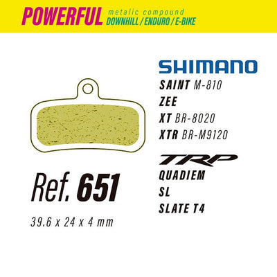 Pastillas LESS BRAKES Powerful 651 | Shimano Saint, Zee, Slate T4, DH-R Evo