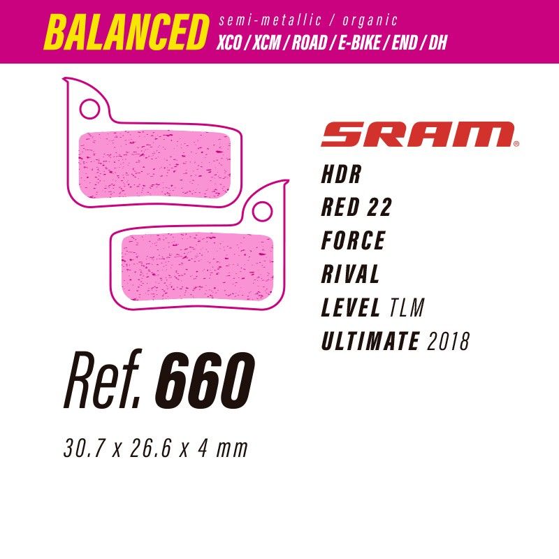 Pastillas LESS BRAKES Balanced 660 | Sram HDR-Red22-Force-Rival-Level-Ultimate
