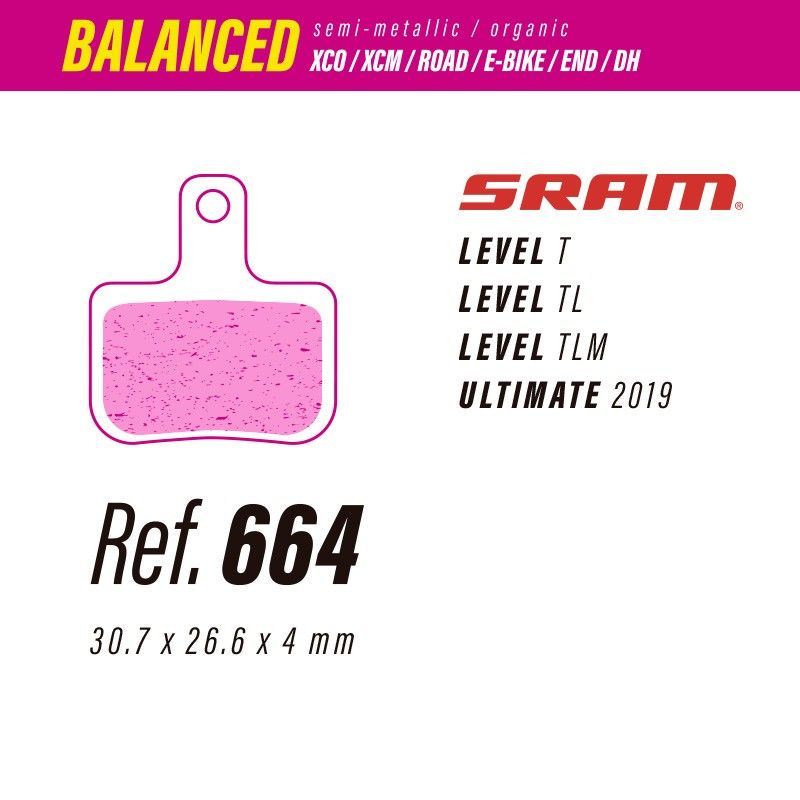 Pastillas LESS BRAKES Balanced 664 | Sram Level, T, TL, TLM, Ultimate