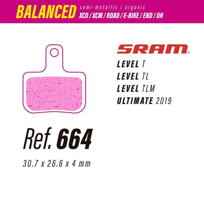 Pastillas LESS BRAKES Balanced 664 | Sram Level, T, TL, TLM, Ultimate