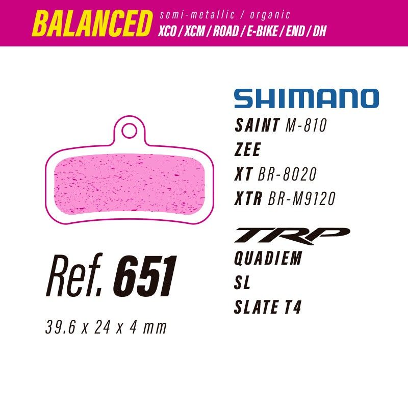 Pastillas LESS BRAKES Balanced 651 | Shimano Saint, Zee, Slate T4, DH-R Evo