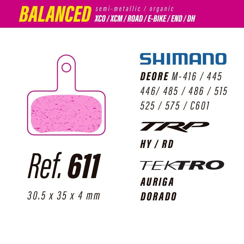 Pastillas LESS BRAKES Balanced 611 | Shimano Deore, TRP, Tektro