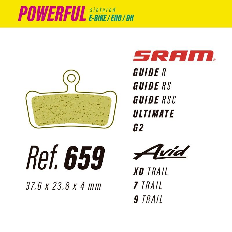 Pastillas LESS BRAKES Powerful 659 | Sram Guide, Ultimate, G2 - V1