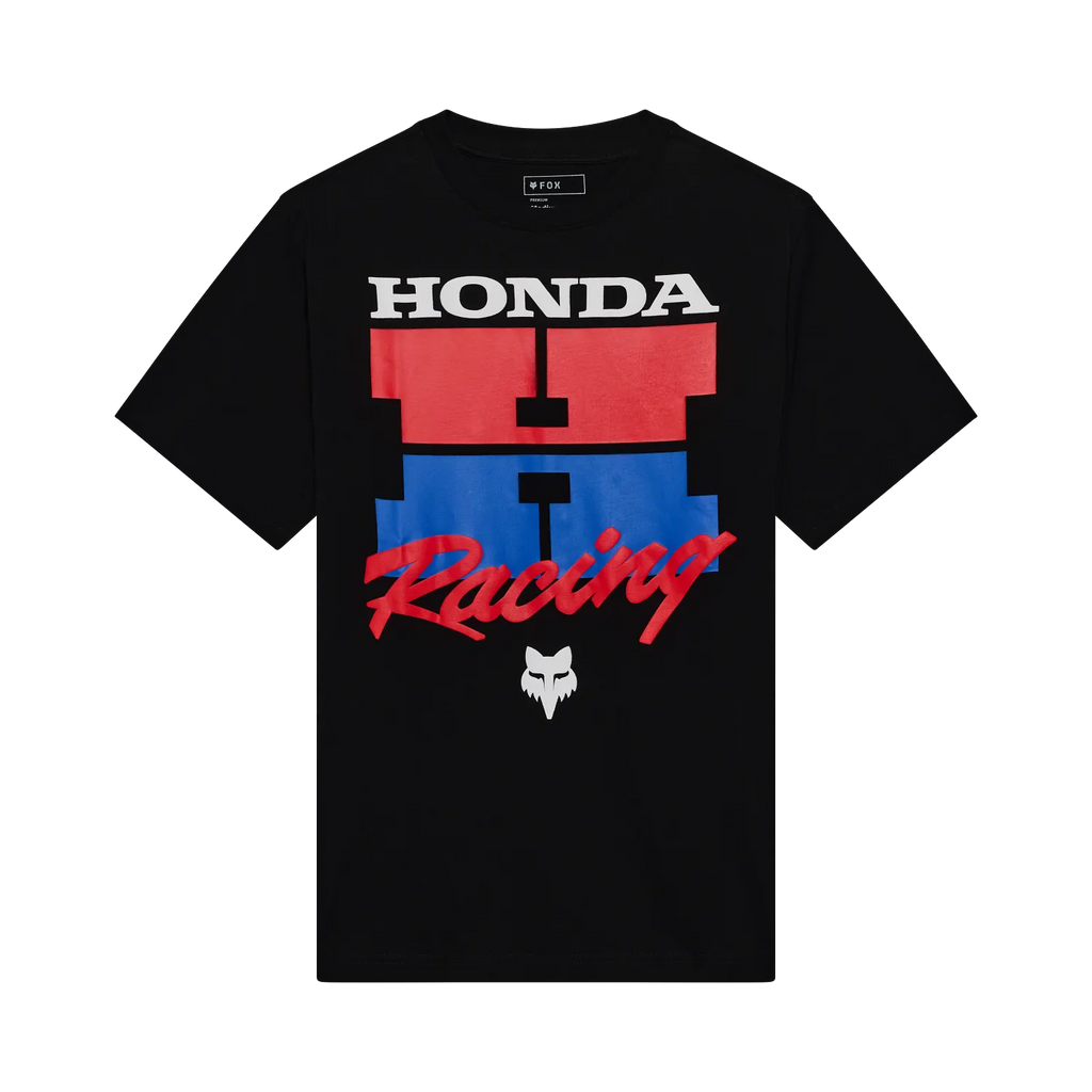 Polera Fox Racing Honda Midweight Tee negra, vista frontal