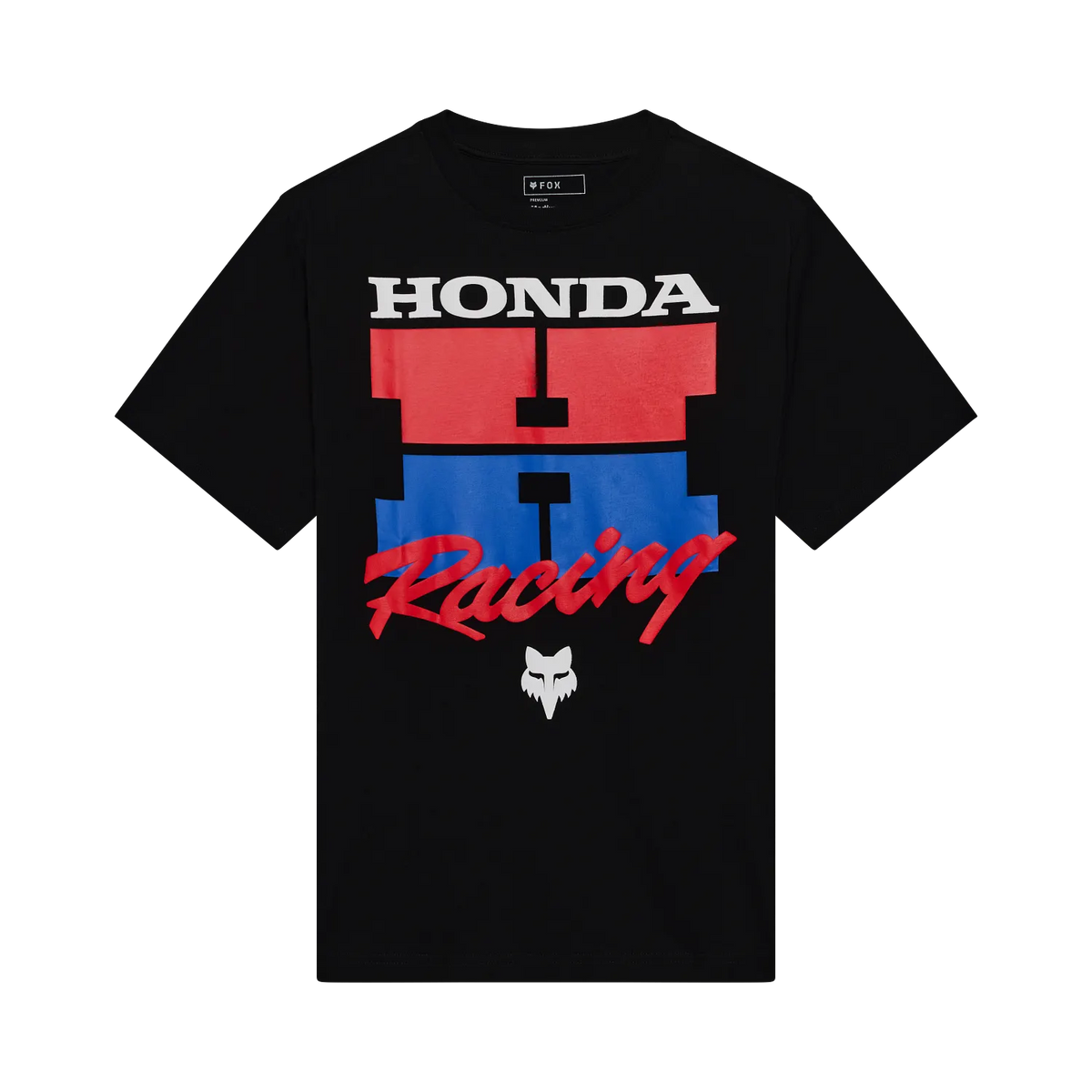 Polera Fox Racing Honda Midweight Tee negra, vista frontal