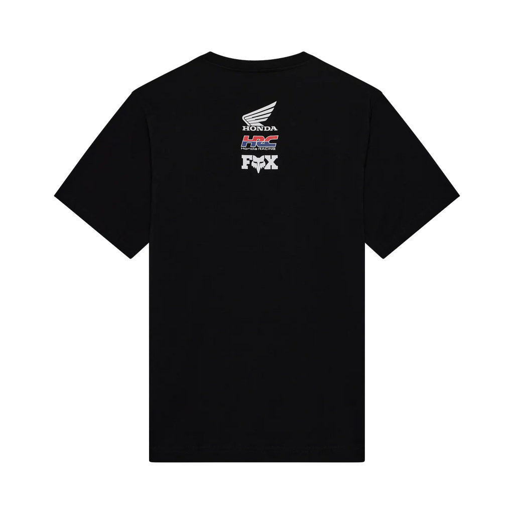 Polera Fox Racing Honda Midweight Tee negra, vista posterior
