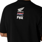 Polera Fox Racing Honda Midweight Tee negra, detalle cuello