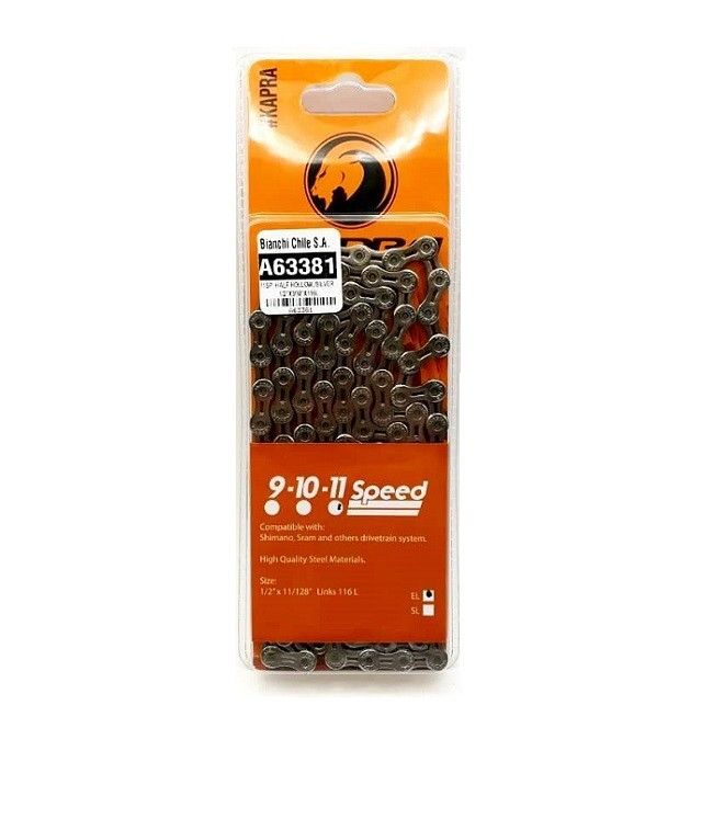 Cadena Kapra 11v Perforada Silver 116 links