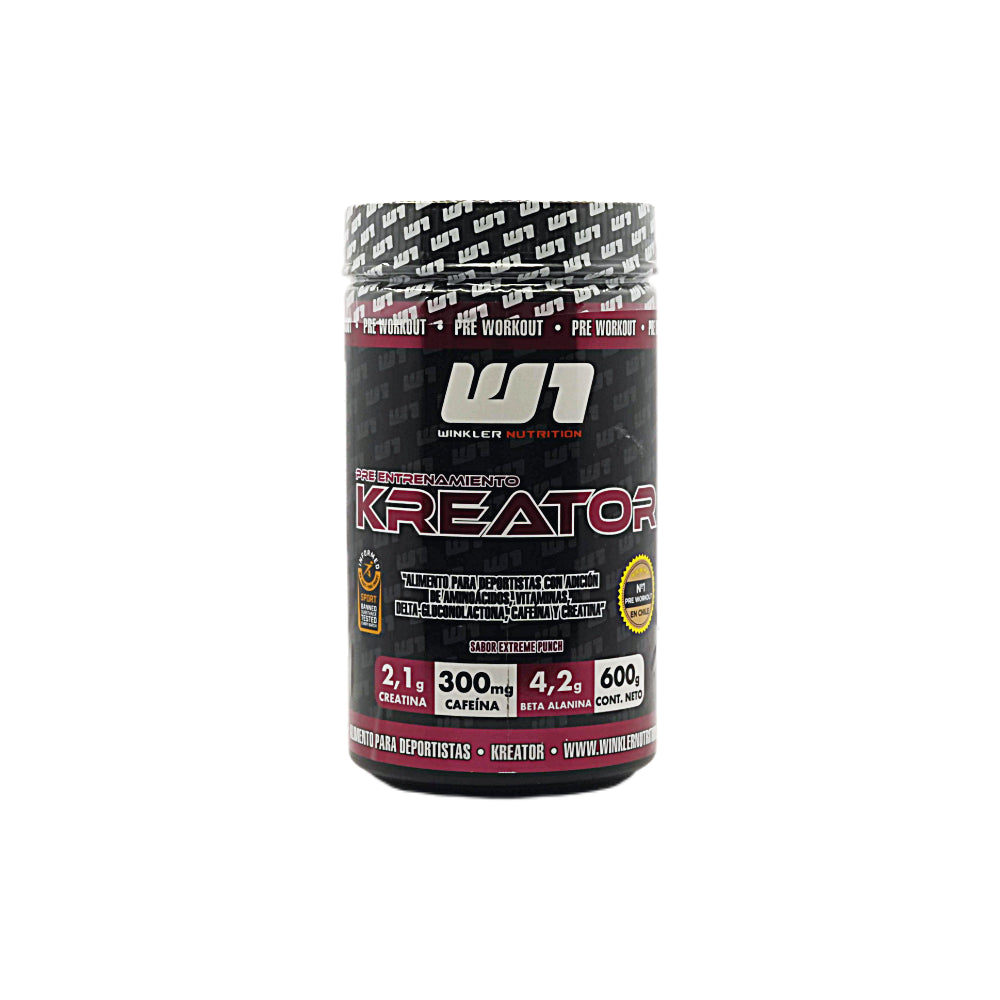 Pre Entreno Kreator Winkler Nutrition – Psycho Lemonade | Cafeína + Creatina + Beta Alanina, 600 g, 30 servicios