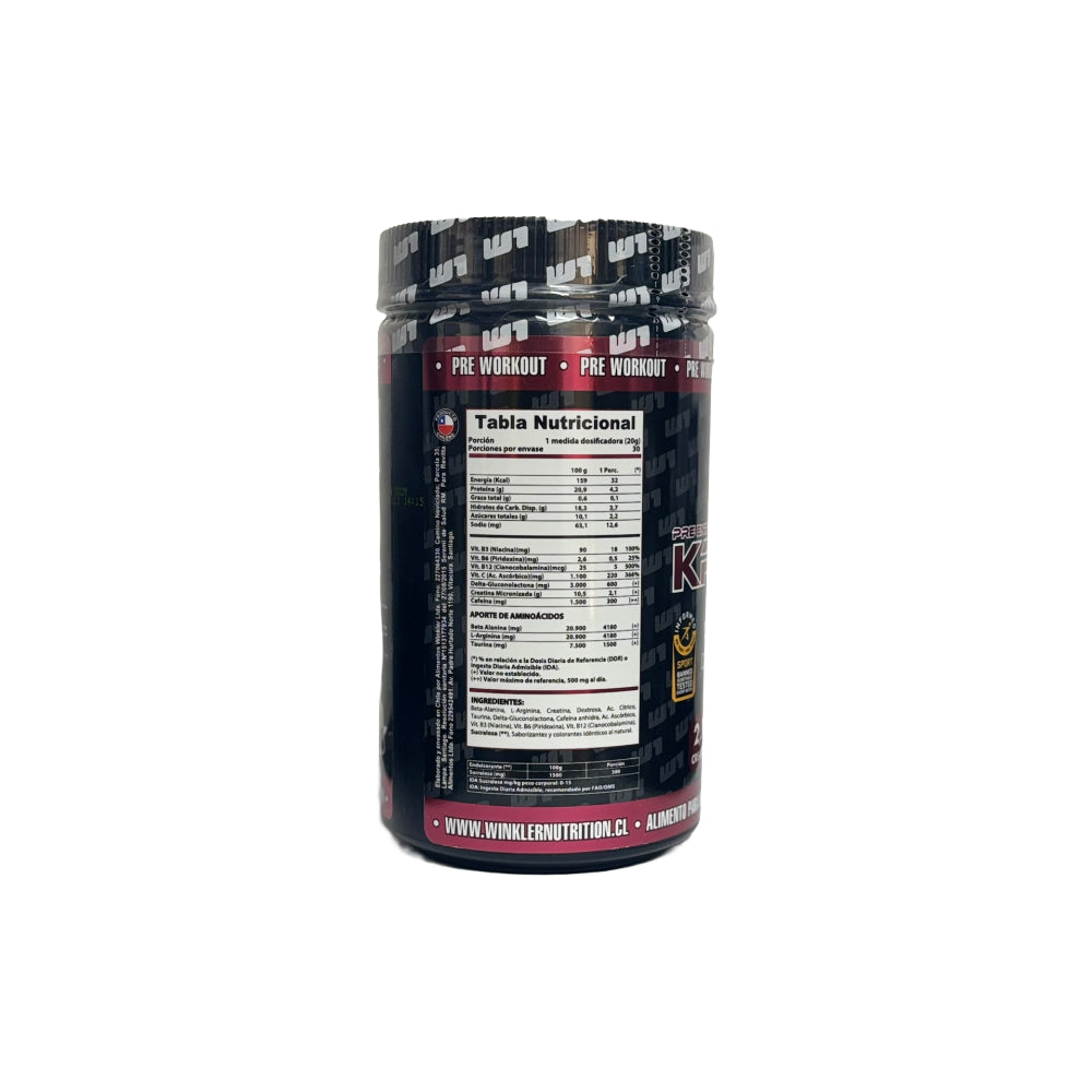 Pre Entreno Kreator Winkler Nutrition – Psycho Lemonade | Cafeína + Creatina + Beta Alanina, 600 g, 30 servicios