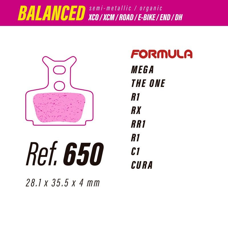 Pastillas LESS BRAKES Balanced 650 | Formula Mega, The One, R1,RX, RR1, R1, C1, CURA