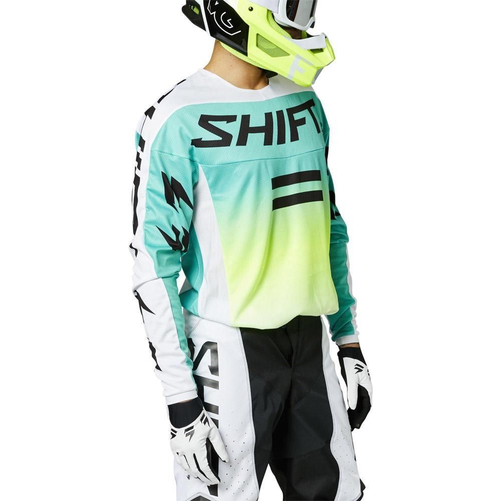 Jersey SHIFT Moto Whit3 Label Fade, blanco/verde