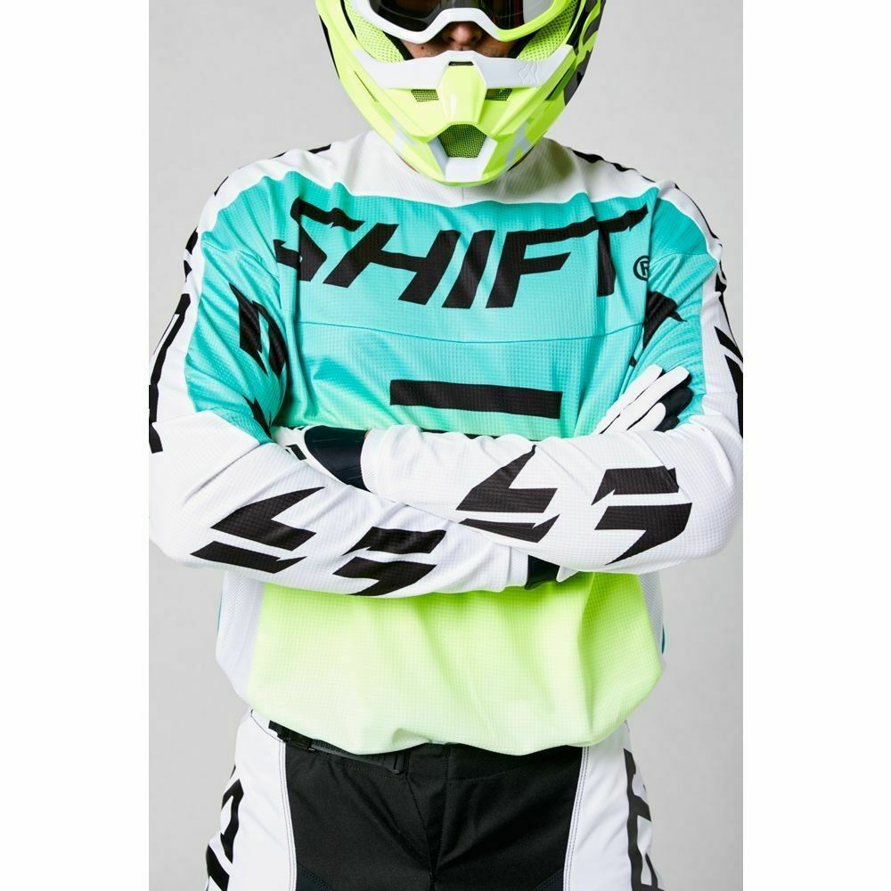 Jersey SHIFT Moto Whit3 Label Fade, blanco/verde