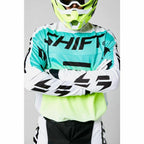 Jersey SHIFT Moto Whit3 Label Fade, blanco/verde