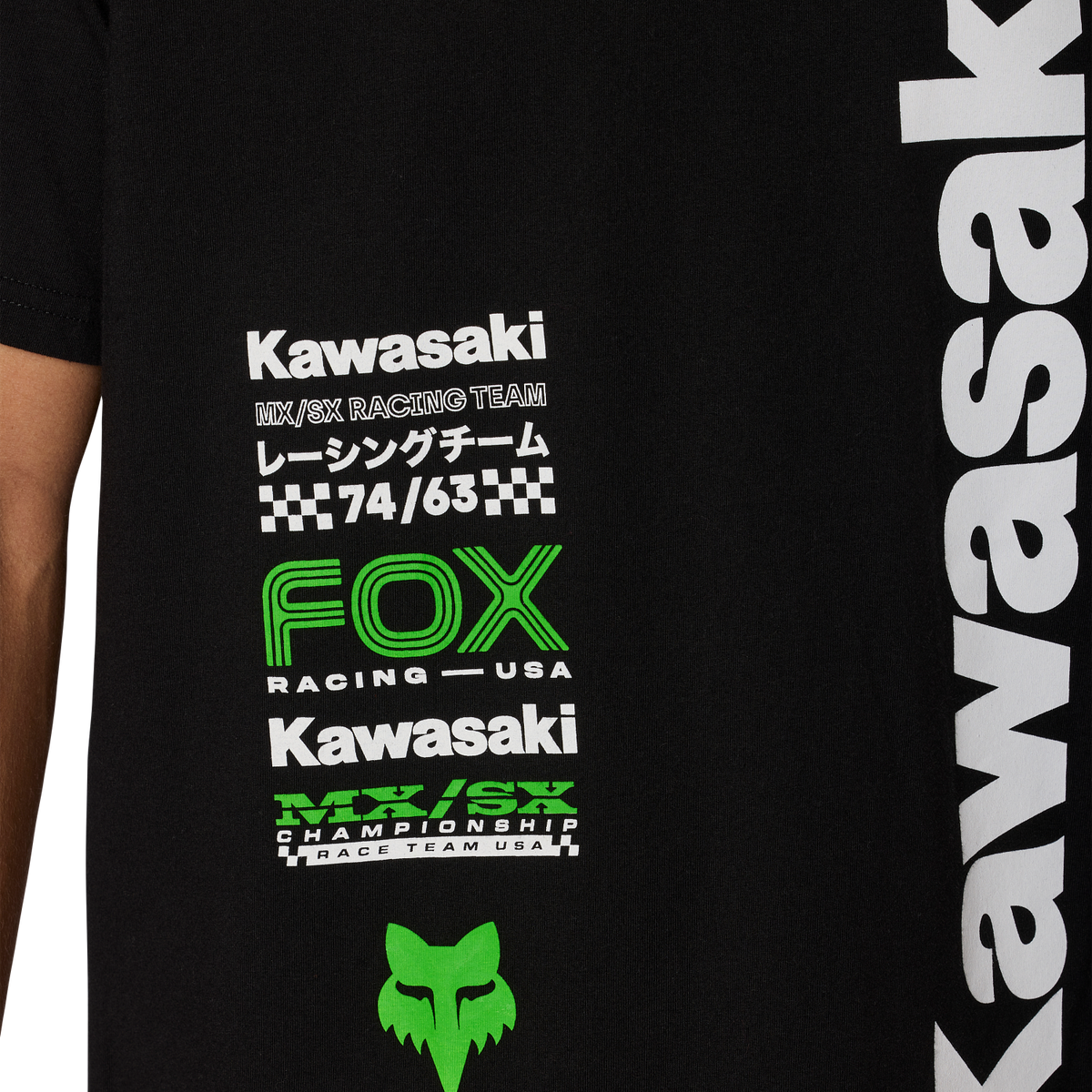 Polera Fox Racing Kawi 195 Original Tee negra, detalle cuello