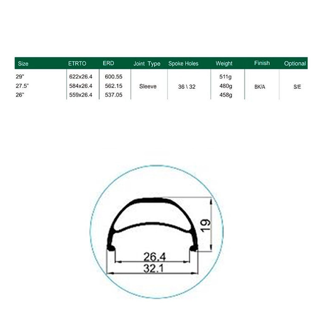 Llanta Weinmann aro 26 - U32 negra 32H FV