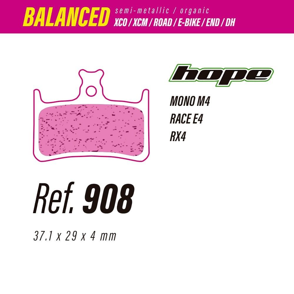 Pastillas LESS BRAKES Balanced 908 | Hope E4