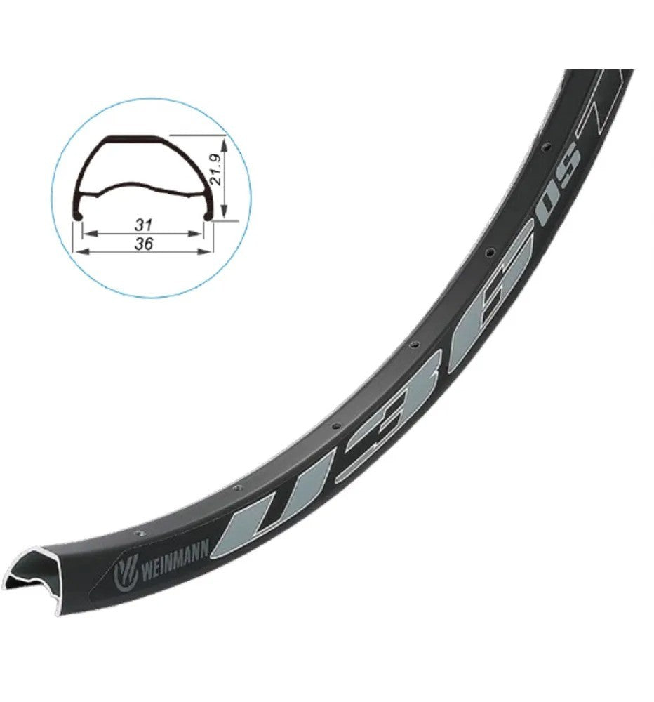 Llanta Weinmann aro 27.5 - U36 OS TL negra 32H FV