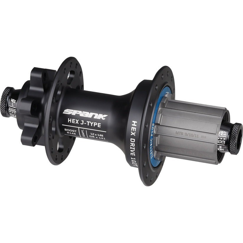 Maza Spank Trasera HEX-J TYPE Boost R148, Núcleo HG E-Plus, 32H, Negro