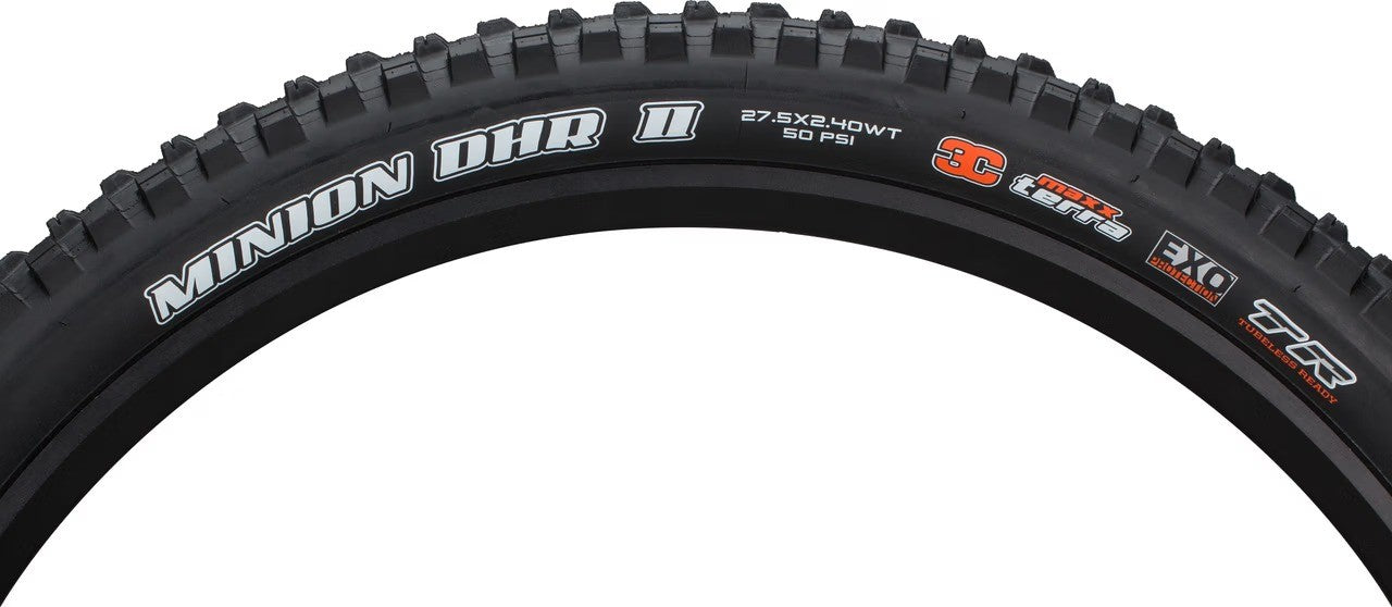 Neumático Maxxis Minion DHR II 27.5x2.4, WT, 3C, DH Casing, E-50, MaxxTerra, TR