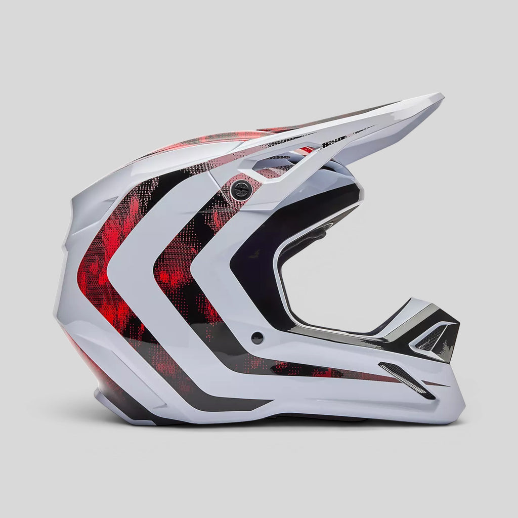 Casco FOX Moto V1 Kairos, Blanco/Rojo-Flúor