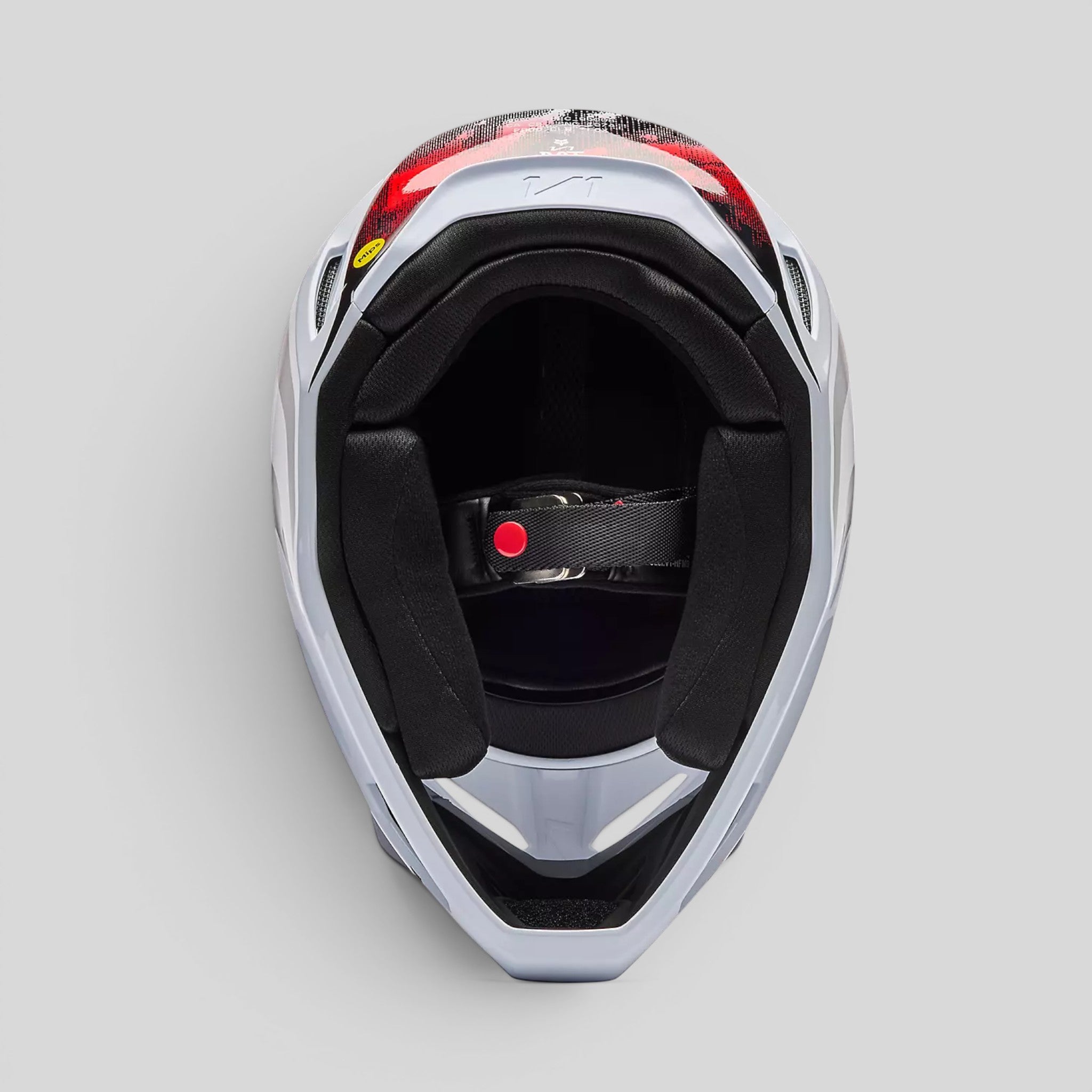Casco FOX Moto V1 Kairos, Blanco/Rojo-Flúor