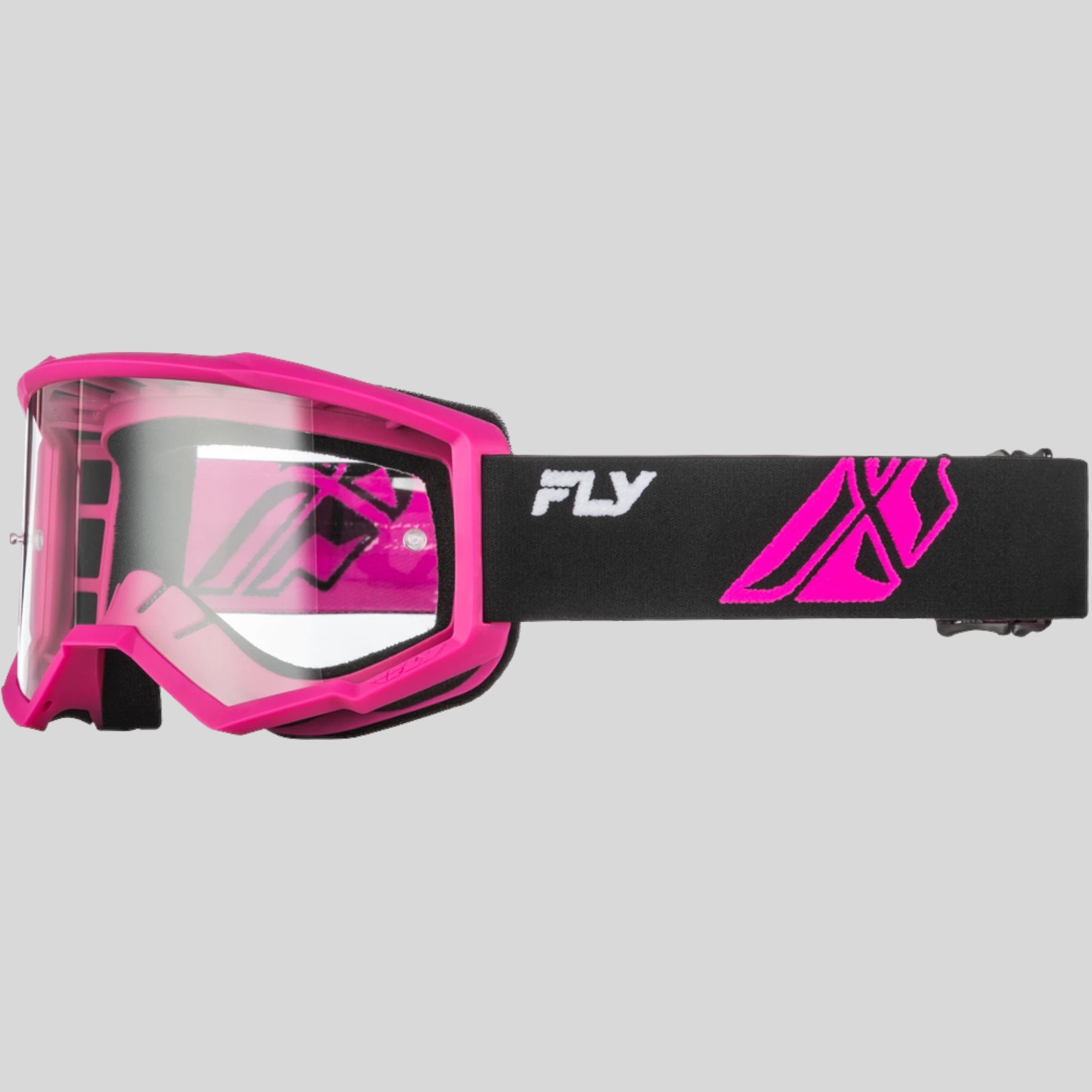Fly Racing Focus Goggle | Antiparra MTB Negro/Rosado | Mica Transparente