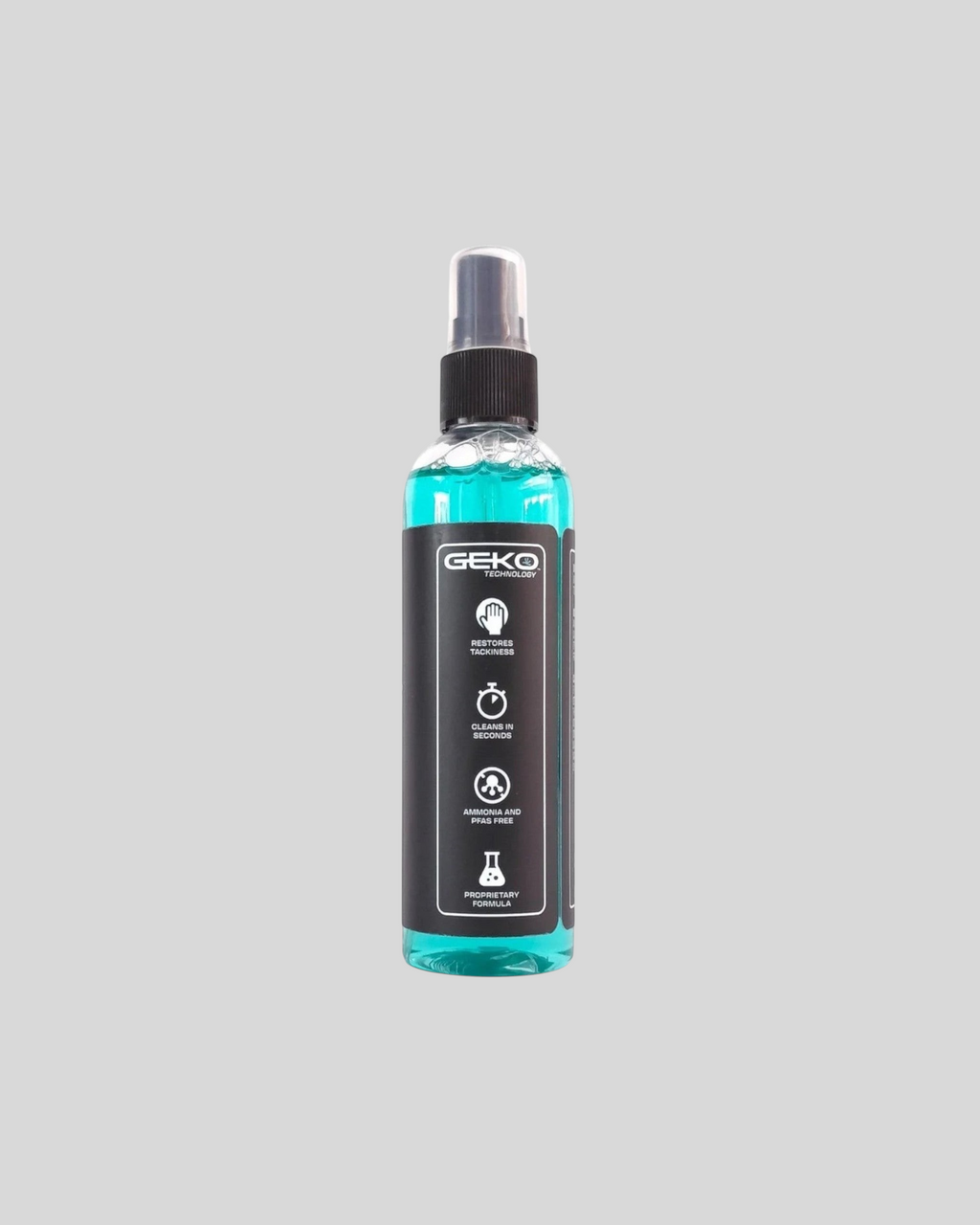 Limpiador y restaurador de puños MTB MZ Bikes Sensus en botella con spray y etiqueta informativa de Geko Technology