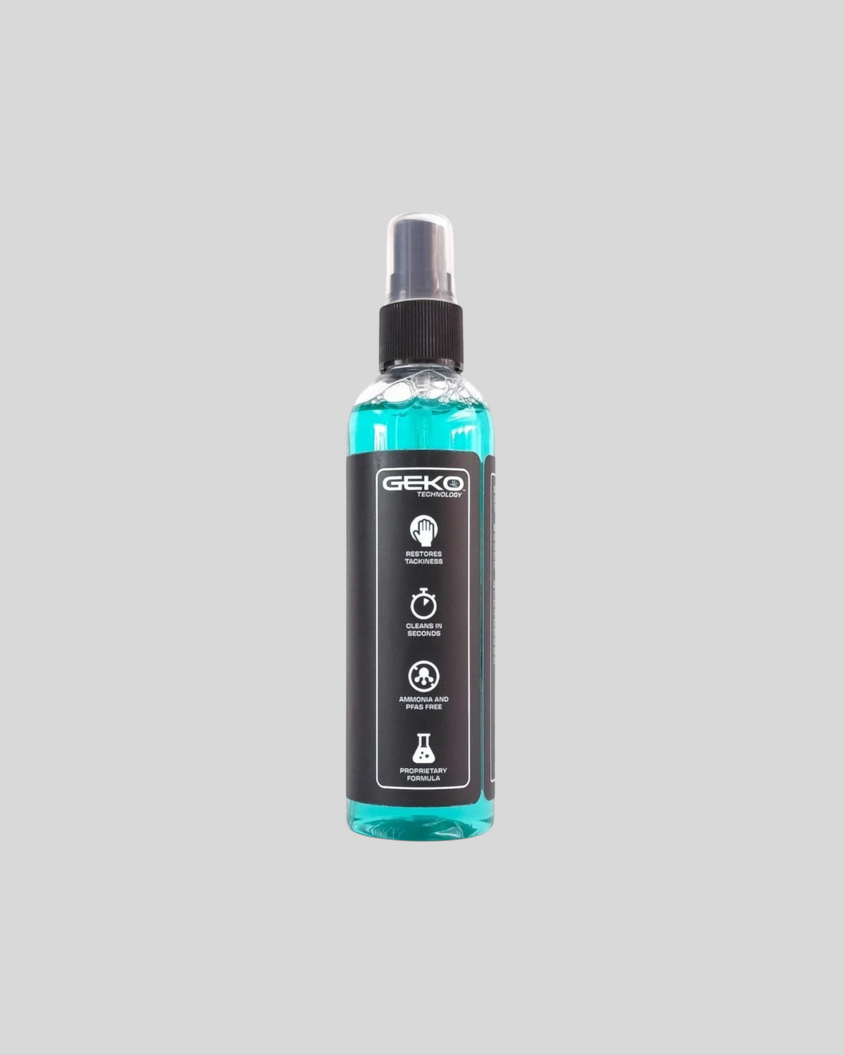 Limpiador y restaurador de puños MTB MZ Bikes Sensus en botella con spray y etiqueta informativa de Geko Technology