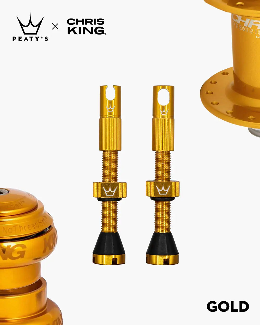 Válvula tubeless Peaty's x Chris King MK2 42mm color dorado (Gold)