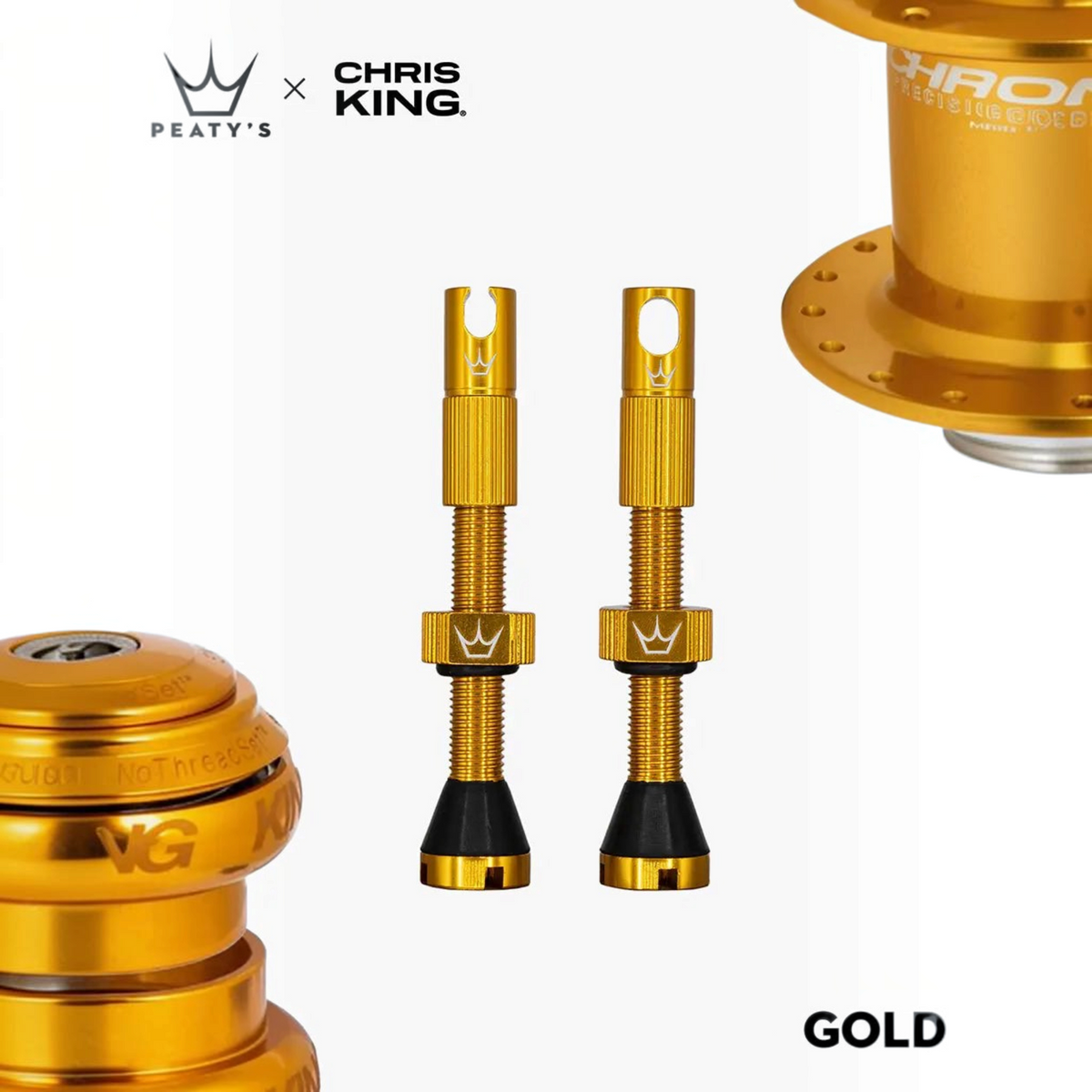 Válvula tubeless Peaty's x Chris King MK2 42mm color dorado (Gold)