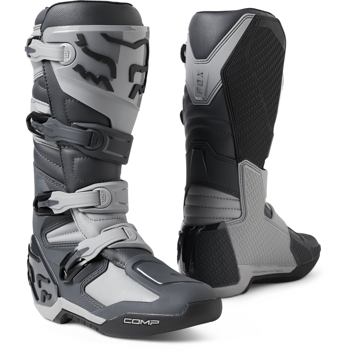 Botas FOX Comp Blanco/Azul - detalle hebillas