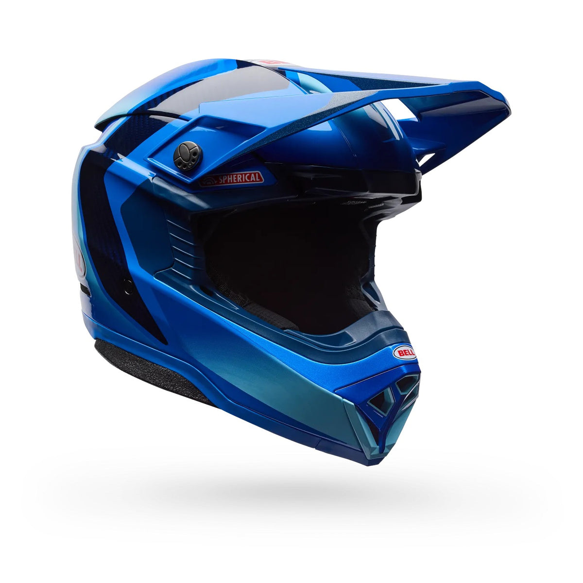Casco Moto Bell Moto-10 Spherical ET3 Azul, vista frontal en tres cuartos