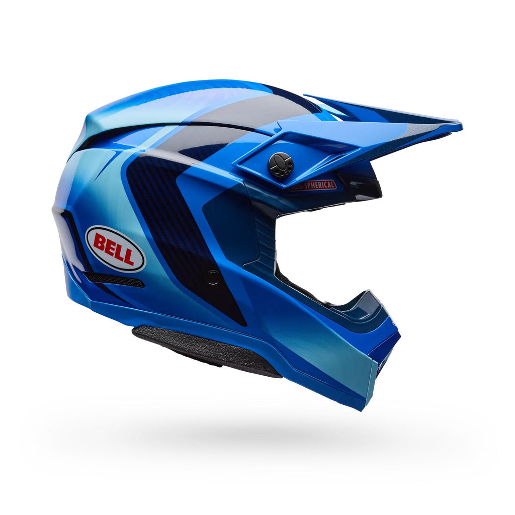 Casco Moto Bell Moto-10 Spherical ET3 Azul, vista lateral