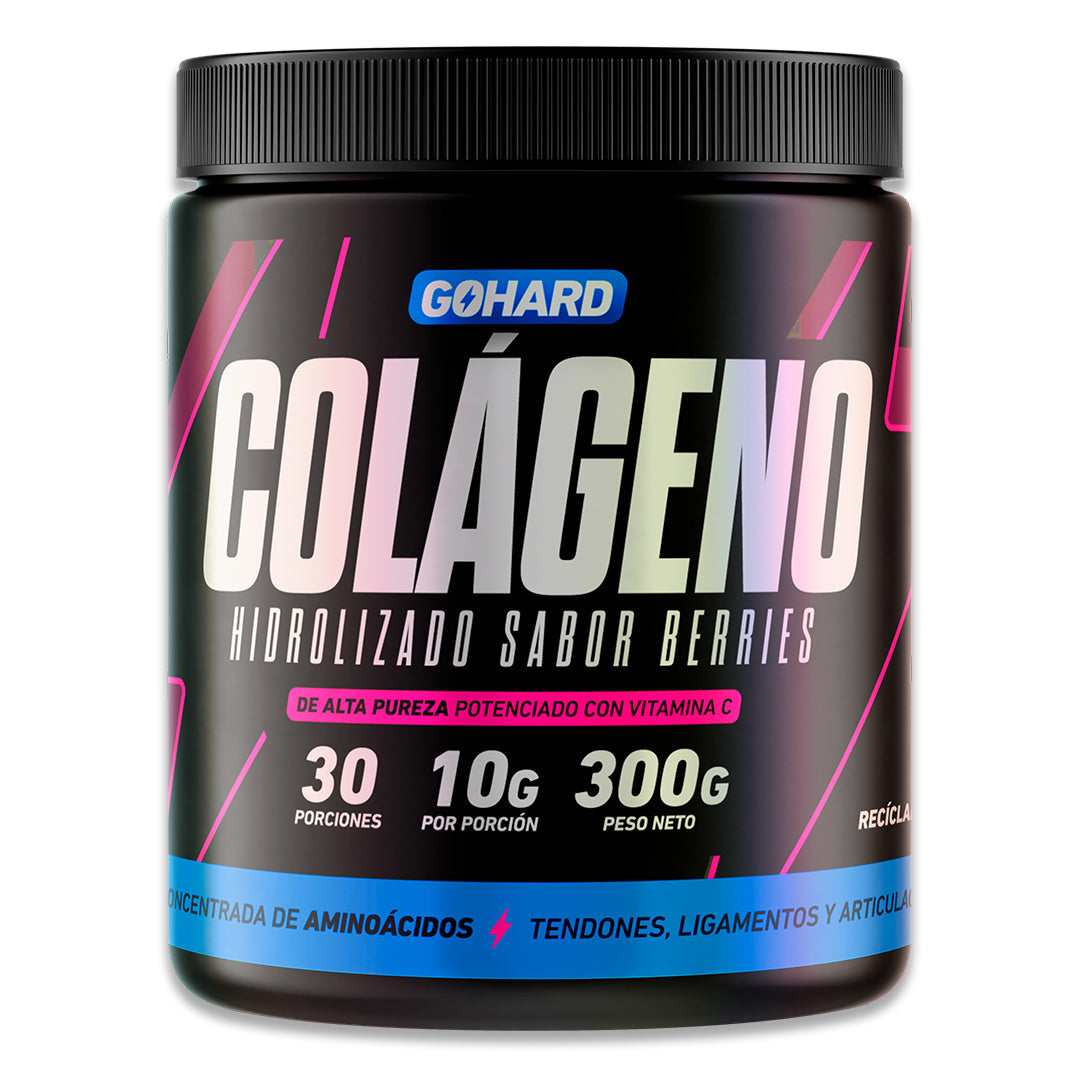 Colágeno Hidrolizado + Vitamina C Sabor Berries 300g GoHard