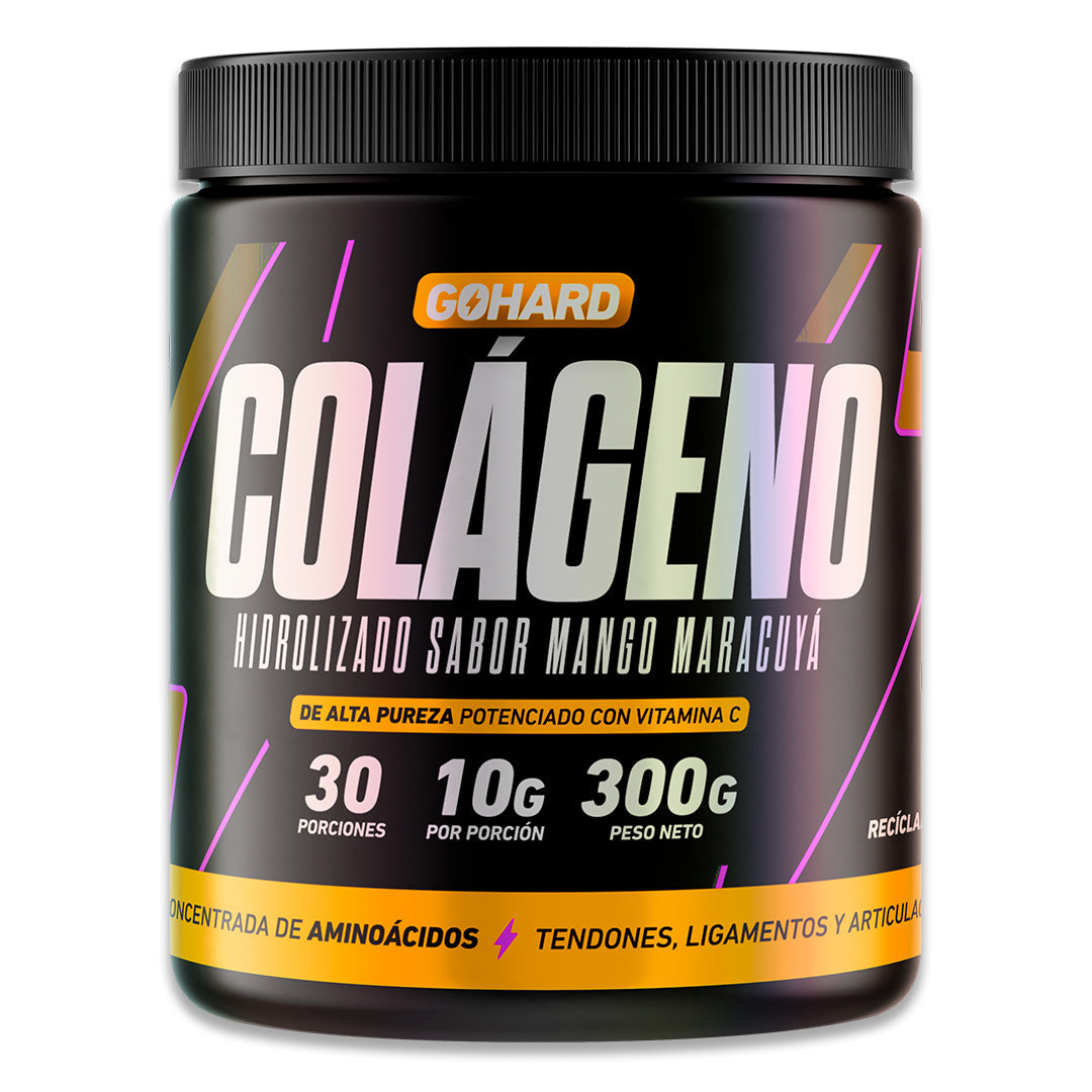 Colágeno Hidrolizado + Vitamina C Sabor Mango Maracuyá 300g GoHard