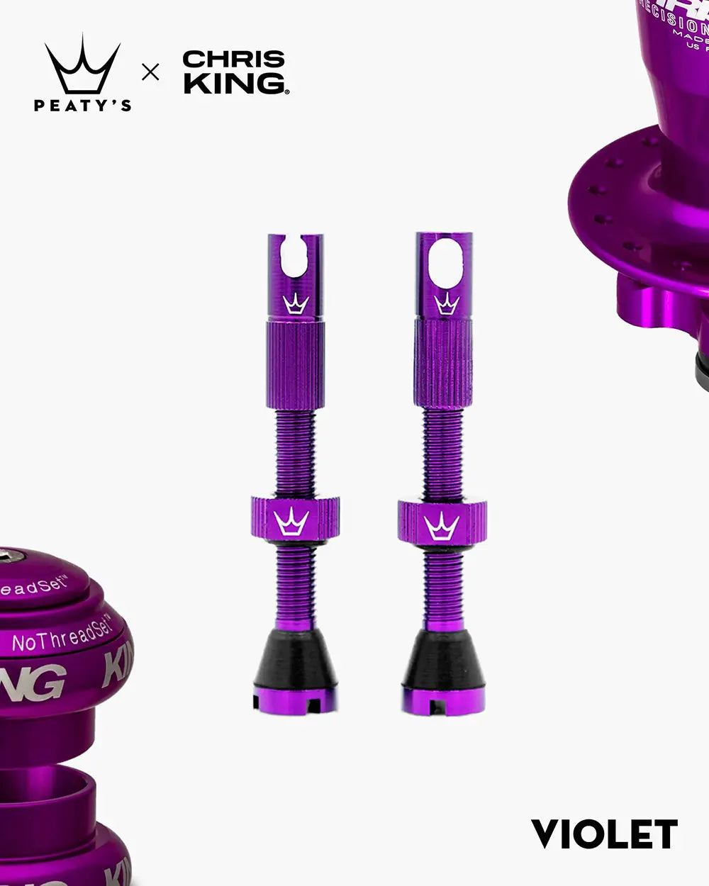 Válvula tubeless Peaty's x Chris King MK2 42mm color morado (Violet)