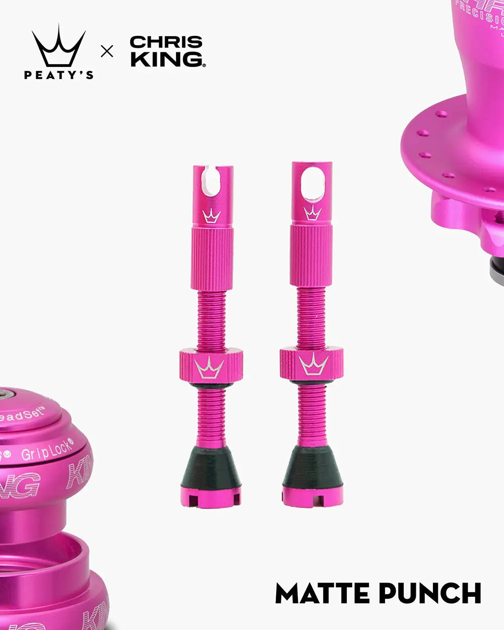 Válvula tubeless Peaty's x Chris King MK2 42mm color fucsia (Matte Punch)