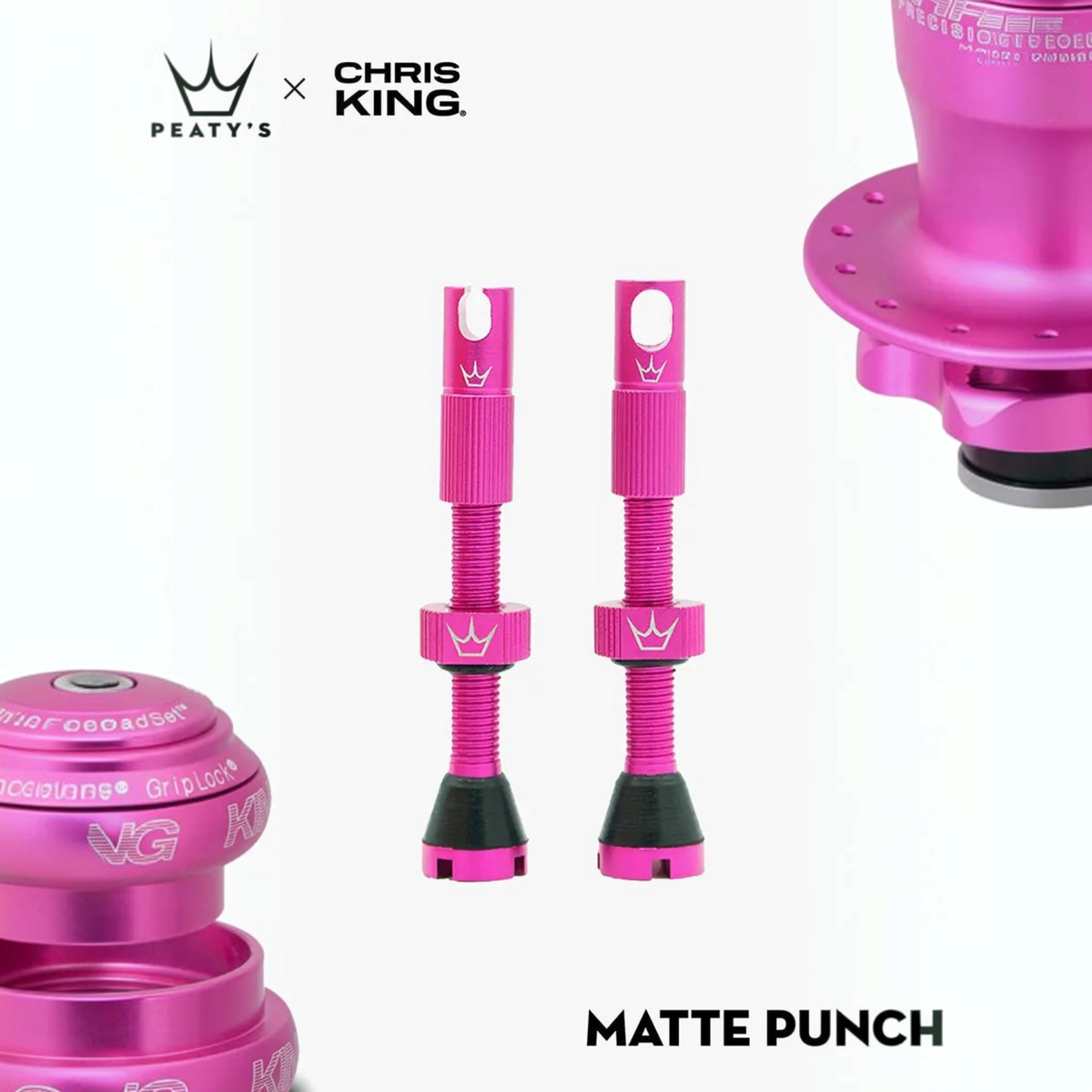 Válvula tubeless Peaty's x Chris King MK2 42mm color fucsia (Matte Punch)