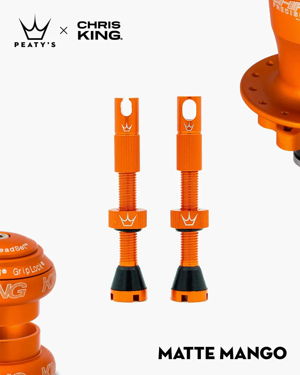 Válvula tubeless Peaty's x Chris King MK2 42mm color naranjo (Matte Mango)