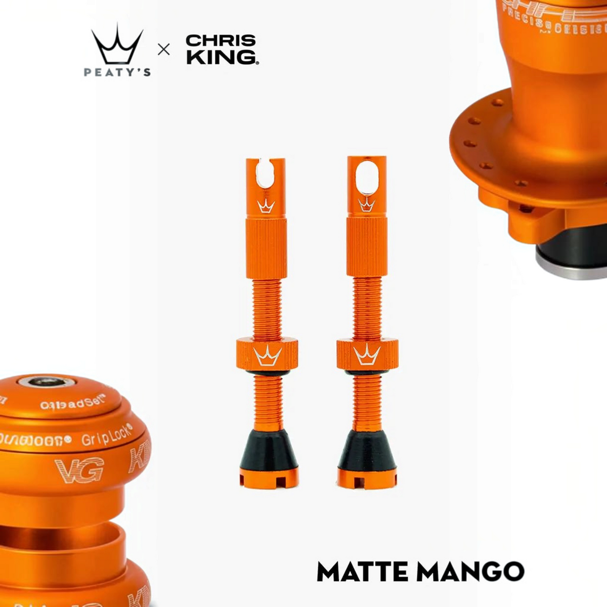 Válvula tubeless Peaty's x Chris King MK2 42mm color naranjo (Matte Mango)