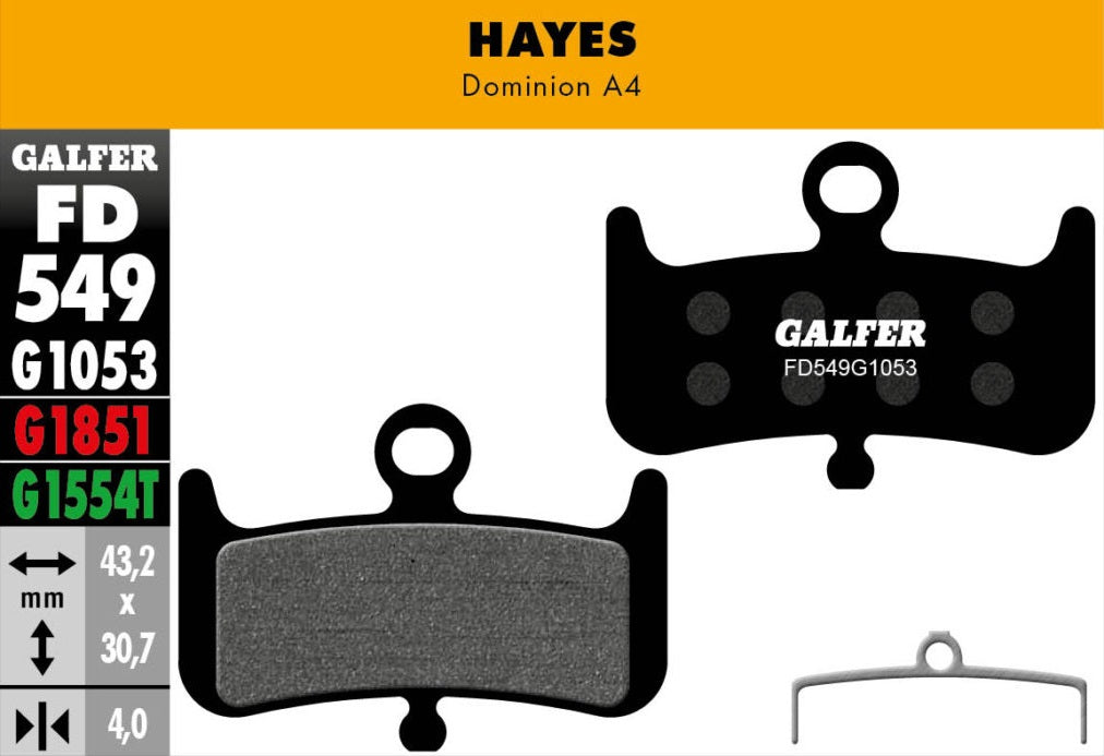 Pastillas de Freno Galfer para Hayes Dominion A4, Compuesto Advanced