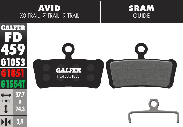 Pastillas de Freno Galfer para Sram Guide R, RS, RSC, Ultimate, G2, Compuesto Standard
