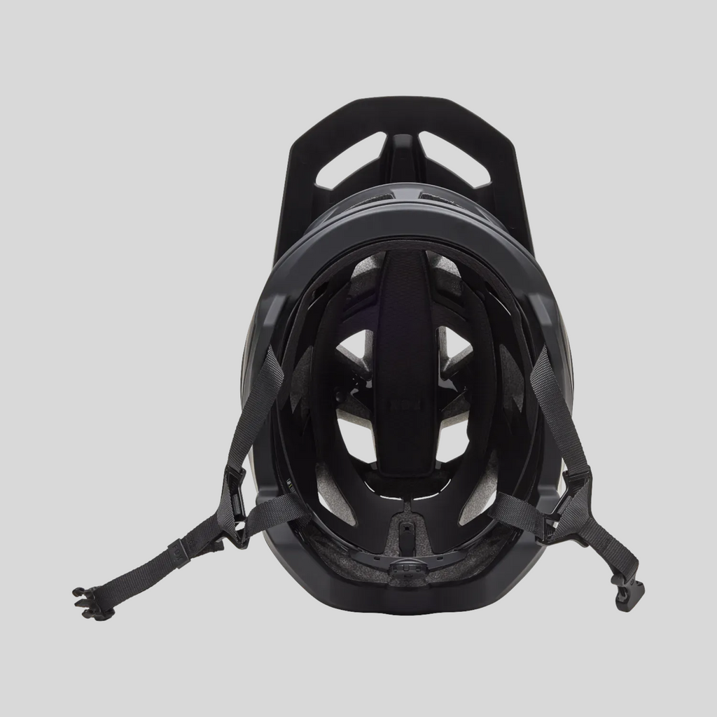 Vista interior del casco MZ Bikes FOX Speedframe Mips negro con sistema de ajuste 360 y canales de ventilación EPS