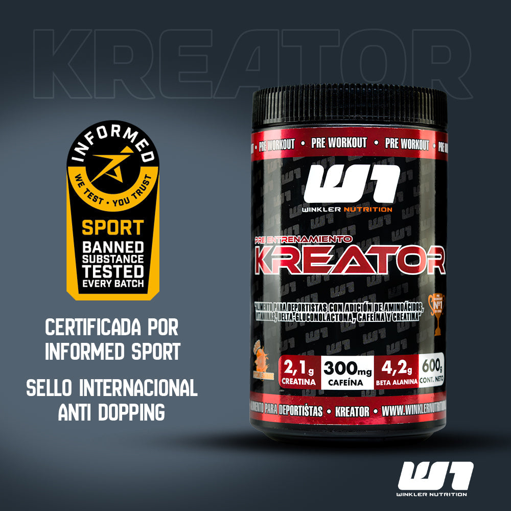 Pre Entreno Kreator Winkler Nutrition – Psycho Lemonade | Cafeína + Creatina + Beta Alanina, 600 g, 30 servicios