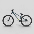 Bicicleta de dirt jump MZ Bikes Norco Rampage 2 en color gris azulado con cuadro de aluminio y horquilla RST