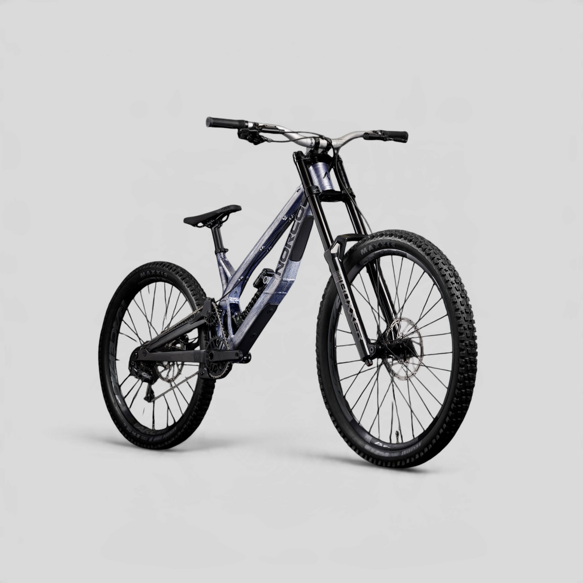 Norco Team DH 2 RockShox Silver/Blue, vista tres cuartos
