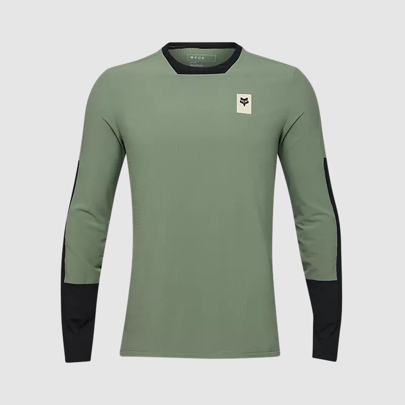 Polera Bicicleta Fox Defend Thermal Manga Larga Verde