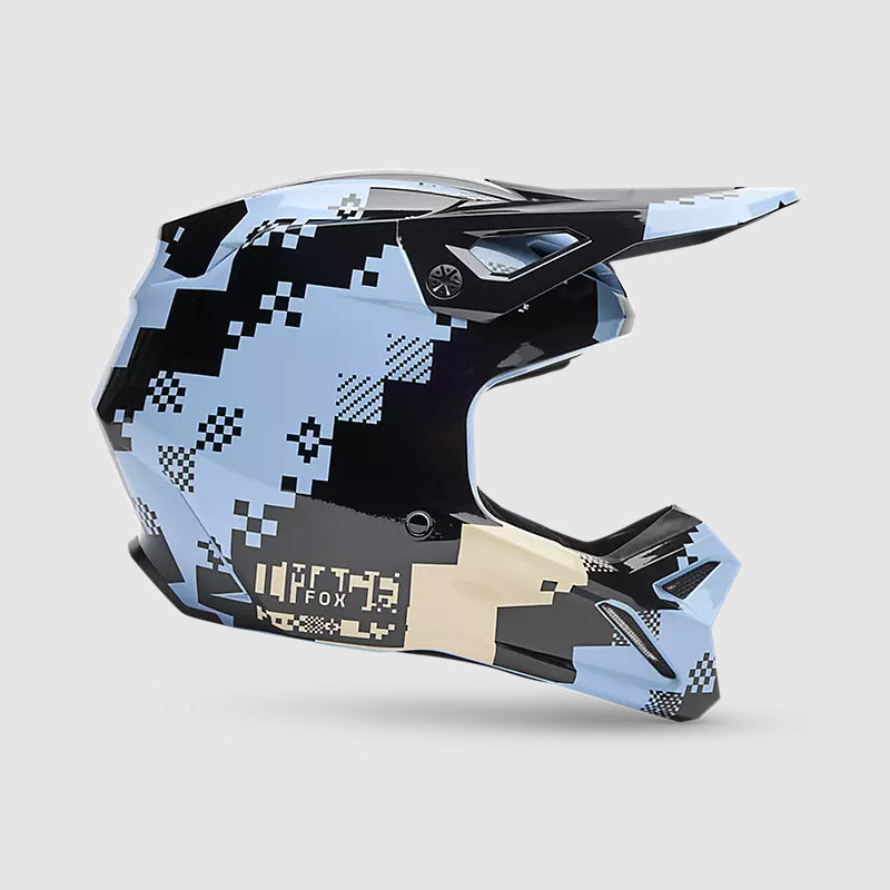 Casco Moto FOX V1 Digi Image | Azul Claro